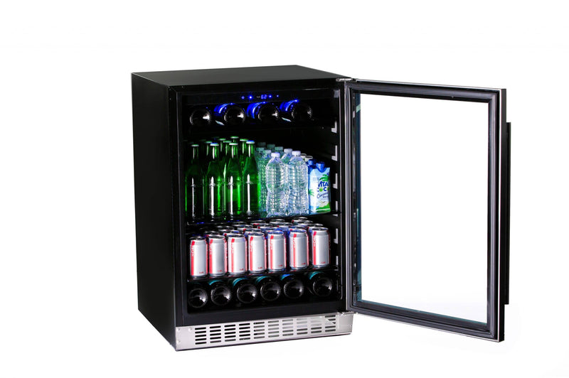 AZURE ‘24” Standard Height Beverage Center with Stainless Trim Glass Door- [A224BEV-S]