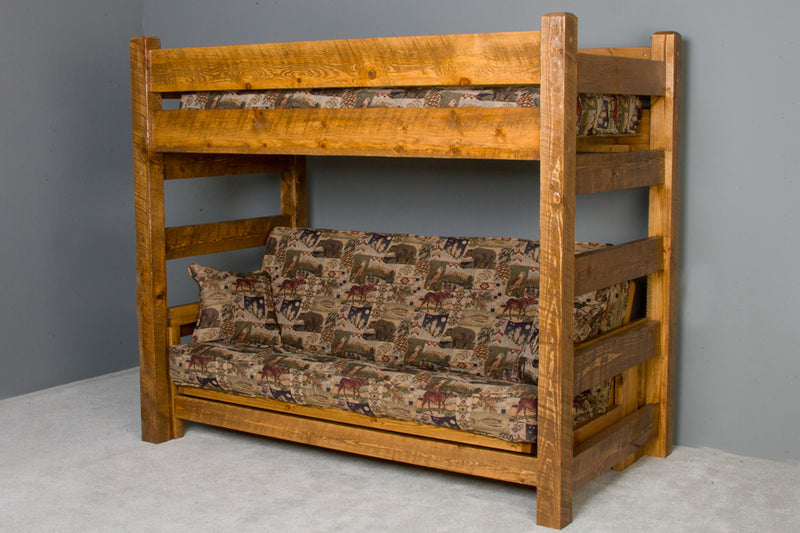 Viking Log Barnwood Twin/Futon Bunk Bed